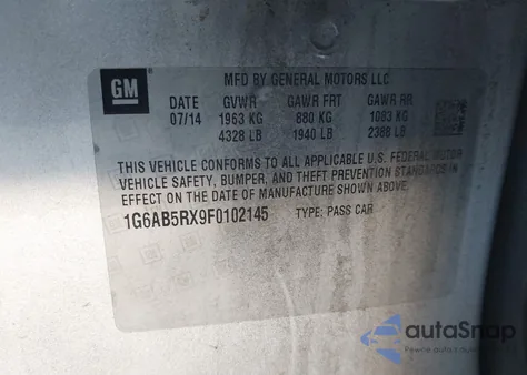 2015 Cadillac Ats Luxury из США, поврежденный, VIN 1G6AB5RX9F0102145